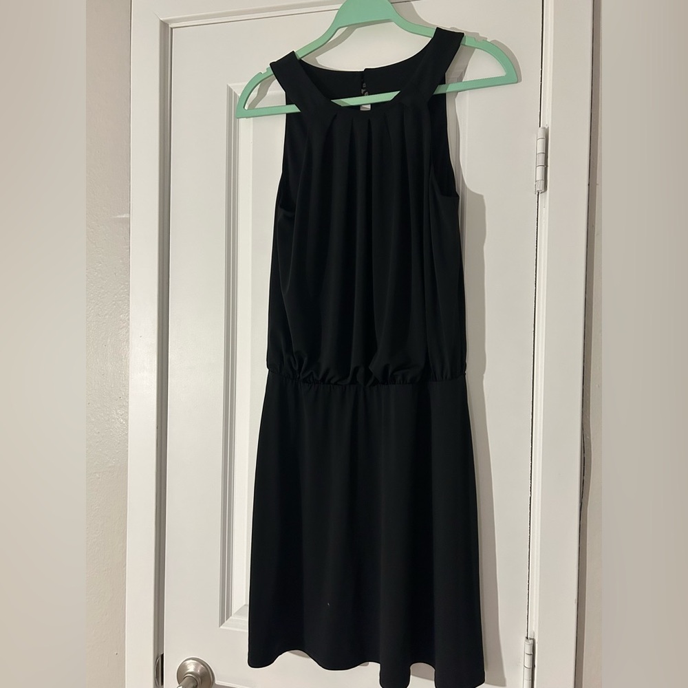 White House Black Market Blouson Sheath Dress with a Halter Neckline